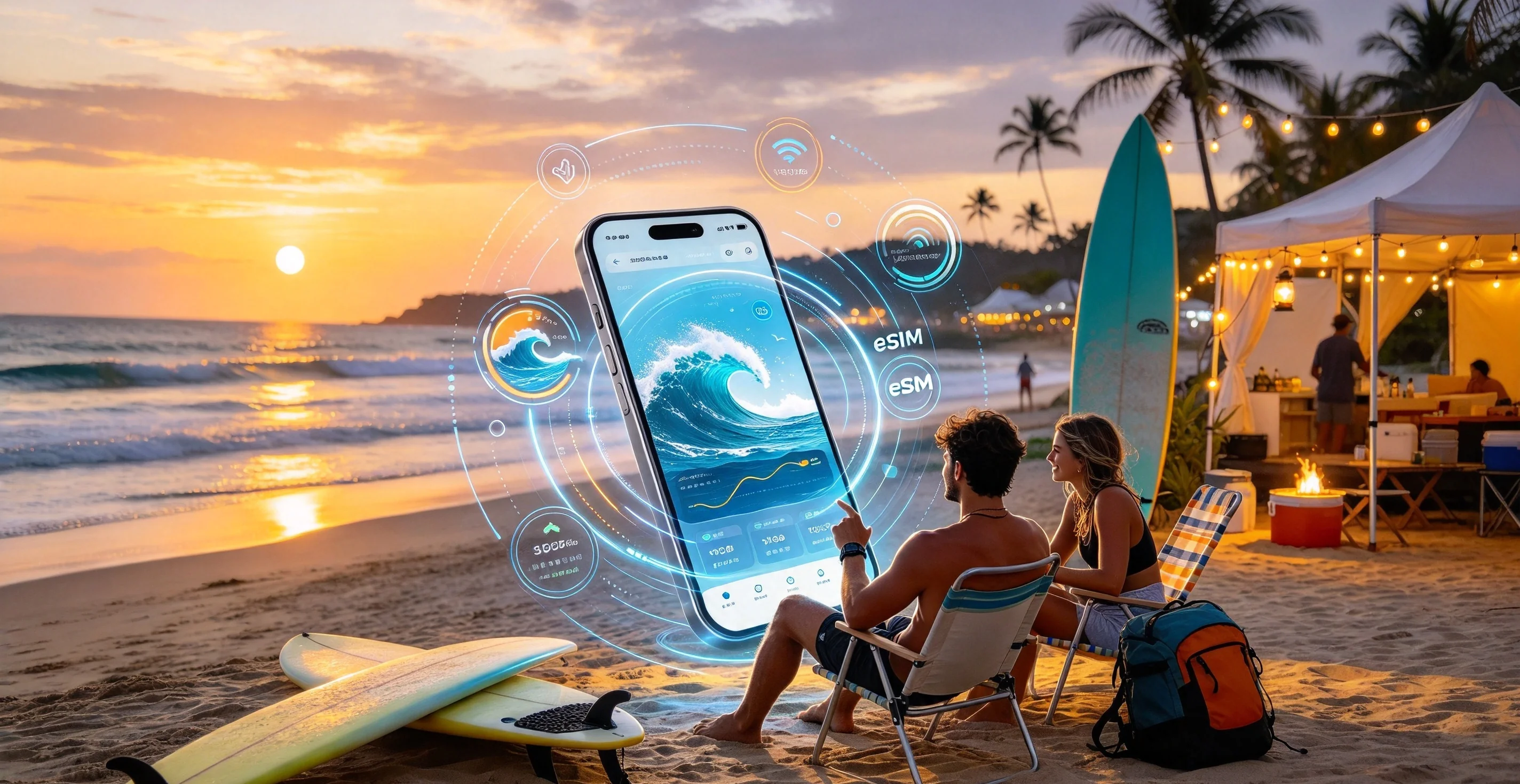 Australia travel eSIM data plans comparison illustration