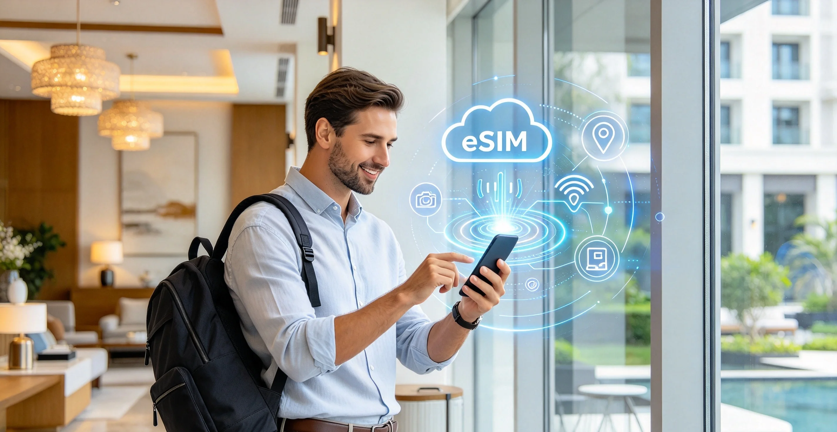 Traveler comparing unlimited eSIM plans on a phone